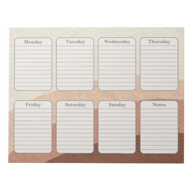 Neutralt Earth Tone Boho Weekly Planner Anteckningsblock (Framsida)