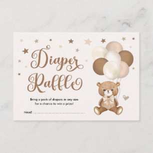 Neutralt Earth Tone Brown Nalle Diaper Raffle Tilläggskort