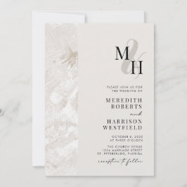 Neutralt Earth Tones QR-kod Monogram Bröllop Inbjudningar