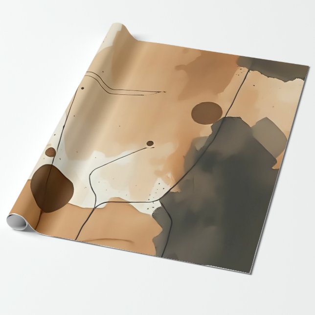 Neutralt Earthy Abstrakt Lagrar Presentpapper (Utrullad)