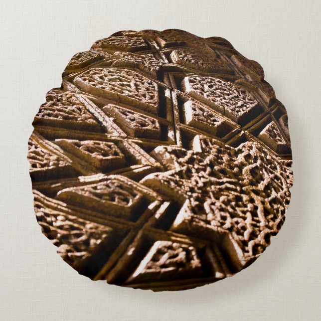 Neutralt Earthy Brown Stars Rund Kudde (Framsidan)