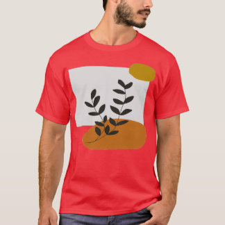 Neutralt Earthy Färg Abstrakt Löv Illustration Ar T Shirt