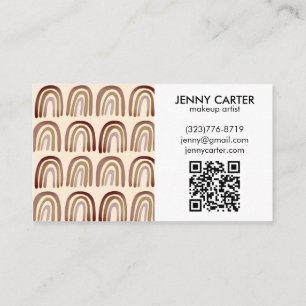 Neutralt Earthy Rainbows Mönster Boho Unik QRcode Visitkort