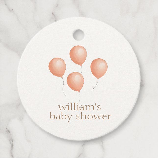 Neutralt Elegant Boho Balloon Baby Shower Gåvor Etiketter (Framsida)