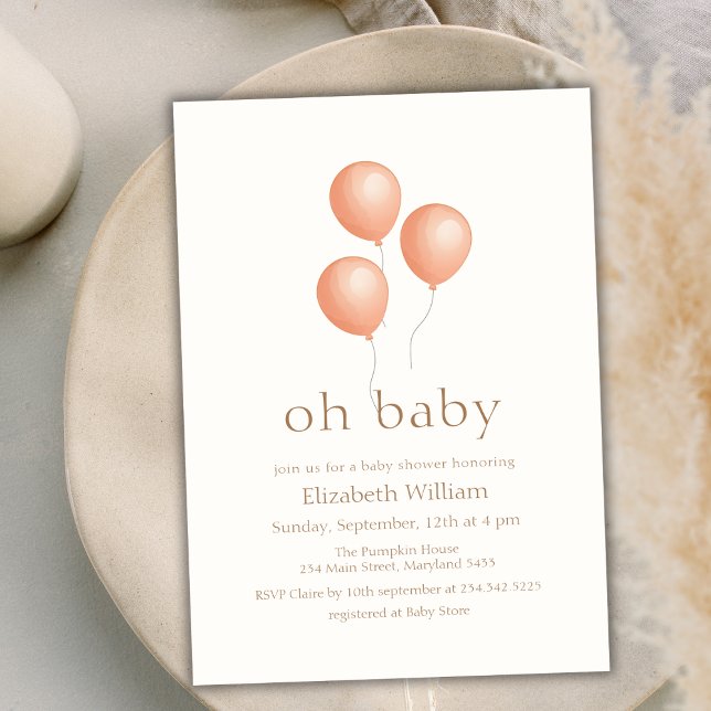 Neutralt Elegant Boho Balloon Baby Shower Inbjudningar (Neutral Elegant Boho Balloon Baby Shower Invitation)