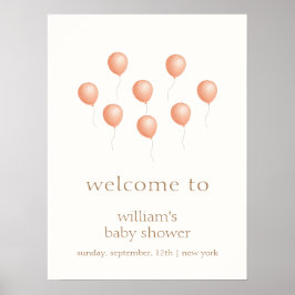 Neutralt Elegant Boho Balloon Baby Shower Välkomme Poster