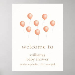 Neutralt Elegant Boho Balloon Baby Shower Välkomme Poster