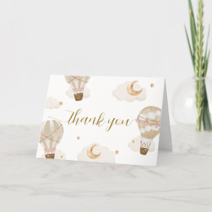 Neutralt Elegant Boho Luftballong Baby Shower Tack Kort