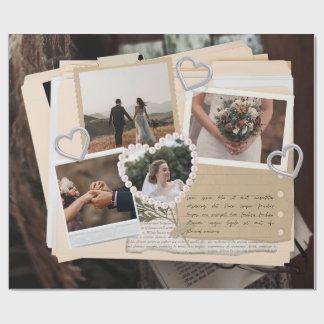 Neutralt Elegant Bröllopsfoto Scrapbook Presentpapper