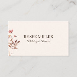 Neutralt Elegant Enkel vattenfärgsblommor Bröllop Visitkort