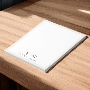 Neutralt Elegant Modern Minimalist Monogram Namn Anteckningsblock