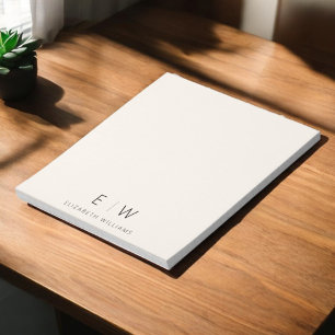 Neutralt Elegant Modern Minimalist Monogram Namn Anteckningsblock