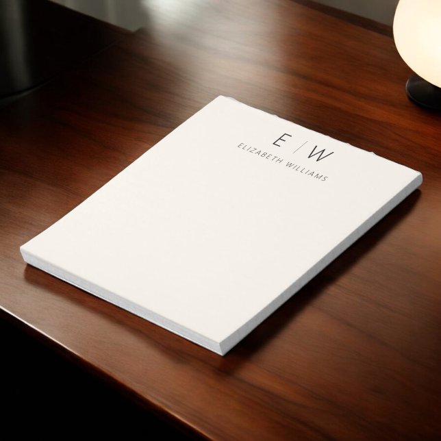 Neutralt Elegant Modern Minimalist Monogram Namn Anteckningsblock (Skapare uppladdad)