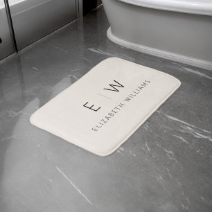 Neutralt Elegant Modern Minimalist Monogram Namn Badrumsmatta