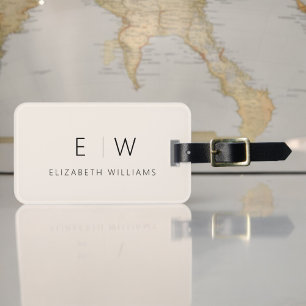 Neutralt Elegant Modern Minimalist Monogram Namn Bagagebricka