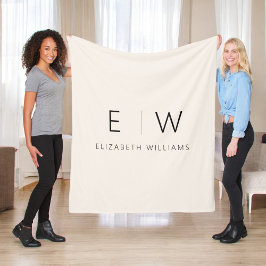 Neutralt Elegant Modern Minimalist Monogram Namn Fleecefilt