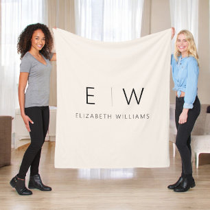 Neutralt Elegant Modern Minimalist Monogram Namn Fleecefilt