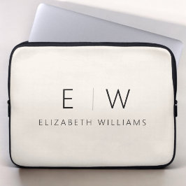 Neutralt Elegant Modern Minimalist Monogram Namn Laptop Fodral