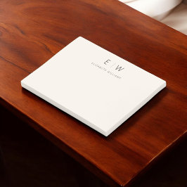 Neutralt Elegant Modern Minimalist Monogram Namn Post-it Block