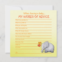 Neutralt Elephant Baby Shower Advice for Baby Rådkort