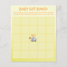 Neutralt Elephant Baby Shower Baby Gift Bingo Game Flygblad