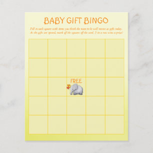 Neutralt Elephant Baby Shower Baby Gift Bingo Game Flygblad