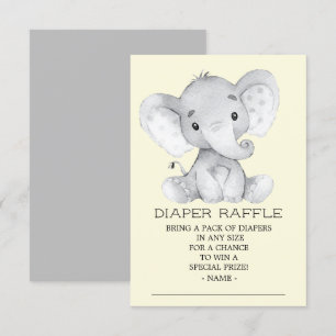 Neutralt Elephant Baby Shower Diaper Raffle Biljet Inbjudningar