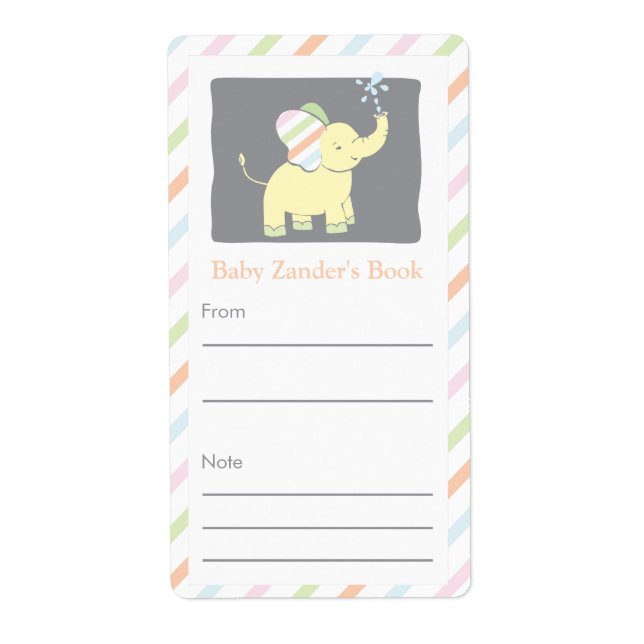 Neutralt Elephant Bookplate Fraktsedel (Framsidan)