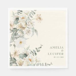 Neutralt Elfenbenskustens Blommigt Sage grönt Bröl Pappersservett