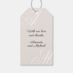 Neutralt Elfenbenskustens Elegant Monogram Bröllop Presentetikett