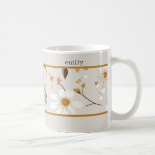 Neutralt Fall Foliage Boho Rand Kaffemugg