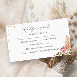 Neutralt Färg Boho Blommigt Bröllop OSA Card Tilläggskort