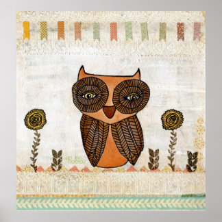 Neutralt Färg Brown Uggla Snöre & Bunting Poster k