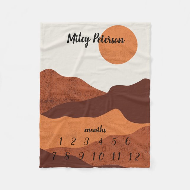 Neutralt Färg Månadsmilstolpe Baby Blanket Fleecefilt (Framsidan)
