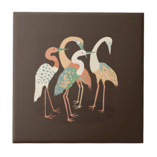 Neutralt Färg pop Art Cranes Kakelplatta