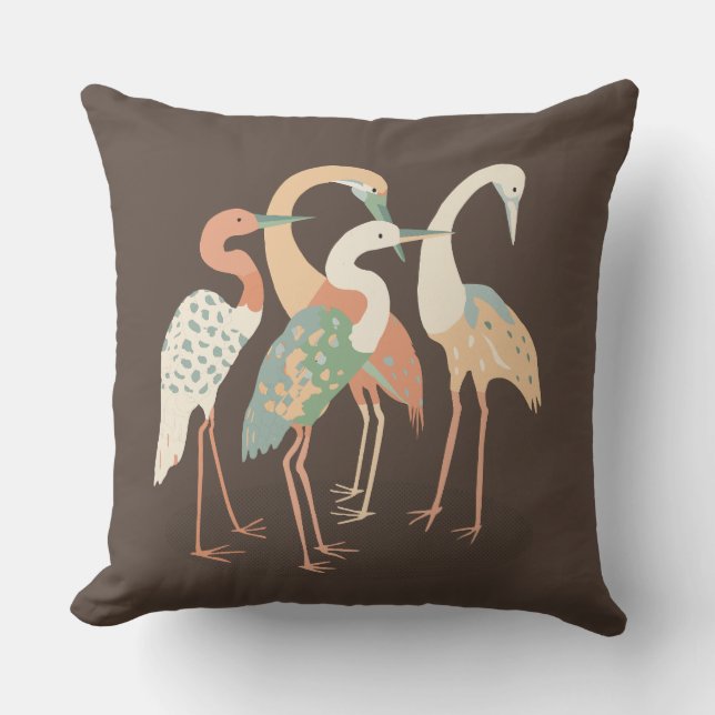 Neutralt Färg pop Art Cranes Kudde (Framsida)