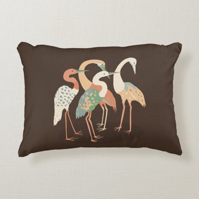 Neutralt Färg pop Art Cranes Prydnadskudde (Framsidan)