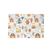 Neutralt Farm Town Kids Room Baby Nursery Matta