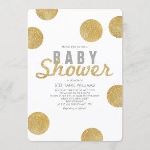 Neutralt Faux Guld White Baby Shower Inbjudan