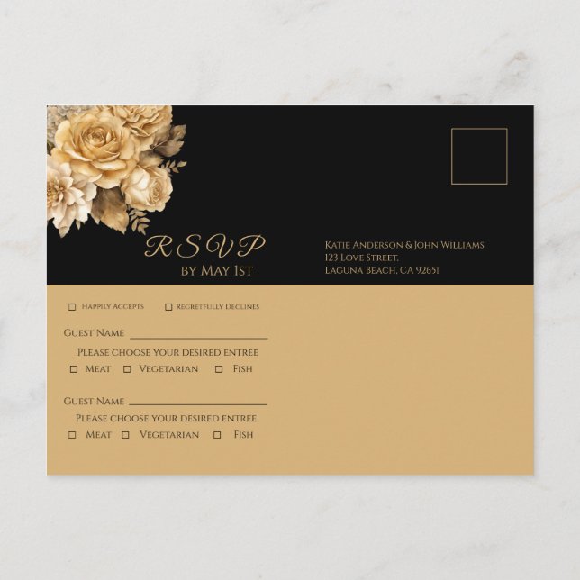 Neutralt Flower Bouquet-Bröllop OSA- Inbjudan Vykort (Baksida)