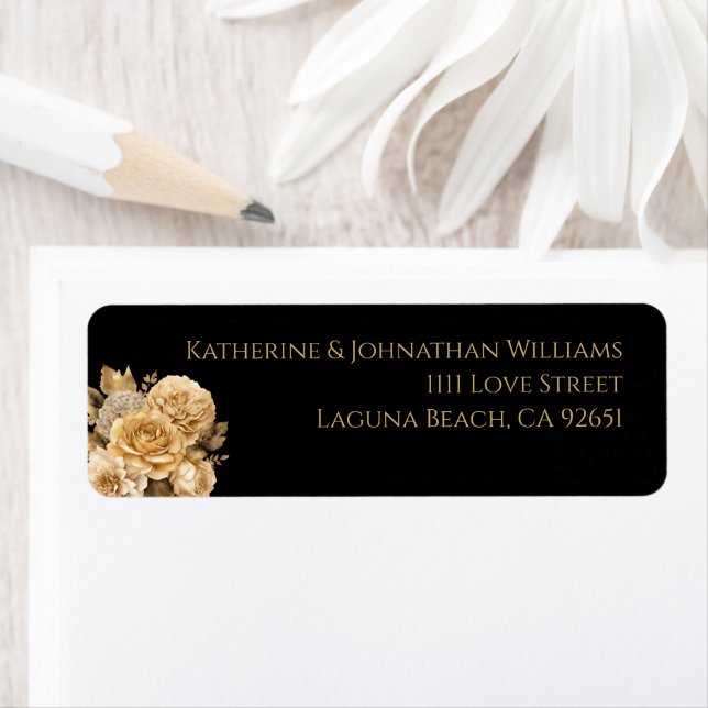 Neutralt Flower Bouquet-Bröllop- Returadress Etikett (Insitu)