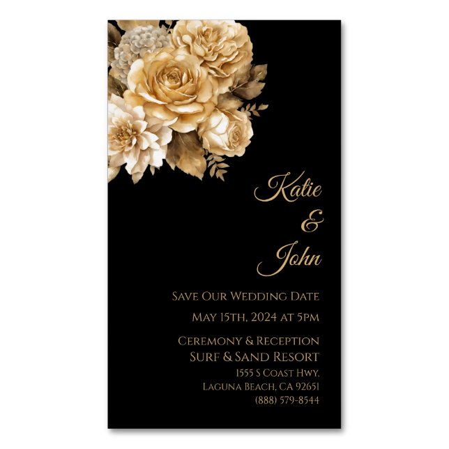 Neutralt Flower Bouquet-Bröllop Spara - datum- Magnetiska Visitkort (Framsida vertikal)