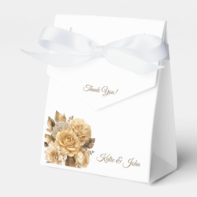 Neutralt Flower Bouquet-Bröllop Tack.- Presentaskar (Framsidan Sidan)