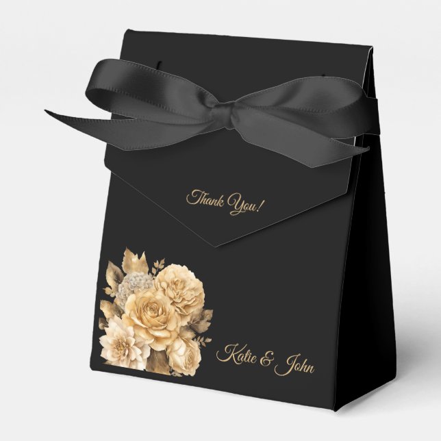 Neutralt Flower Bouquet-Bröllop Tack.- Presentaskar (Framsidan Sidan)