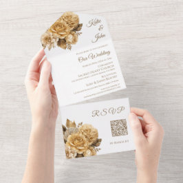 Neutralt Flower Bouquet-White Bröllop QR-kod-
