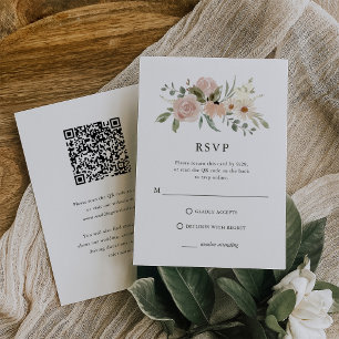 Neutralt Flowers Kombinerad QR-kod och tradition OSA Kort