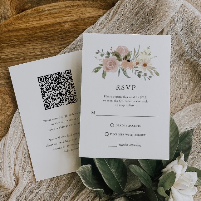 Neutralt Flowers | Kombinerad QR-kod och tradition OSA Kort (Skapare uppladdad)