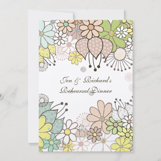 Neutralt Flowers Rehearsal Dinner DIY Anpassningsb Inbjudningar (Framsida)