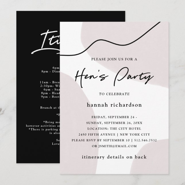 Neutralt för Abstrakt av chic | Vattenfärgshöns Pa Inbjudningar (Fram/baksida)