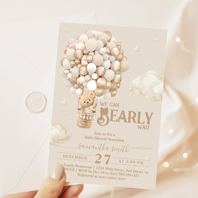 neutralt för  av babykläder för nalle Blegon Barly Inbjudningar (Skapare uppladdad)